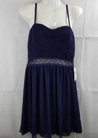 NWT BCX Navy Blue Dress w/Straps size 13 - Picture 1 of 7